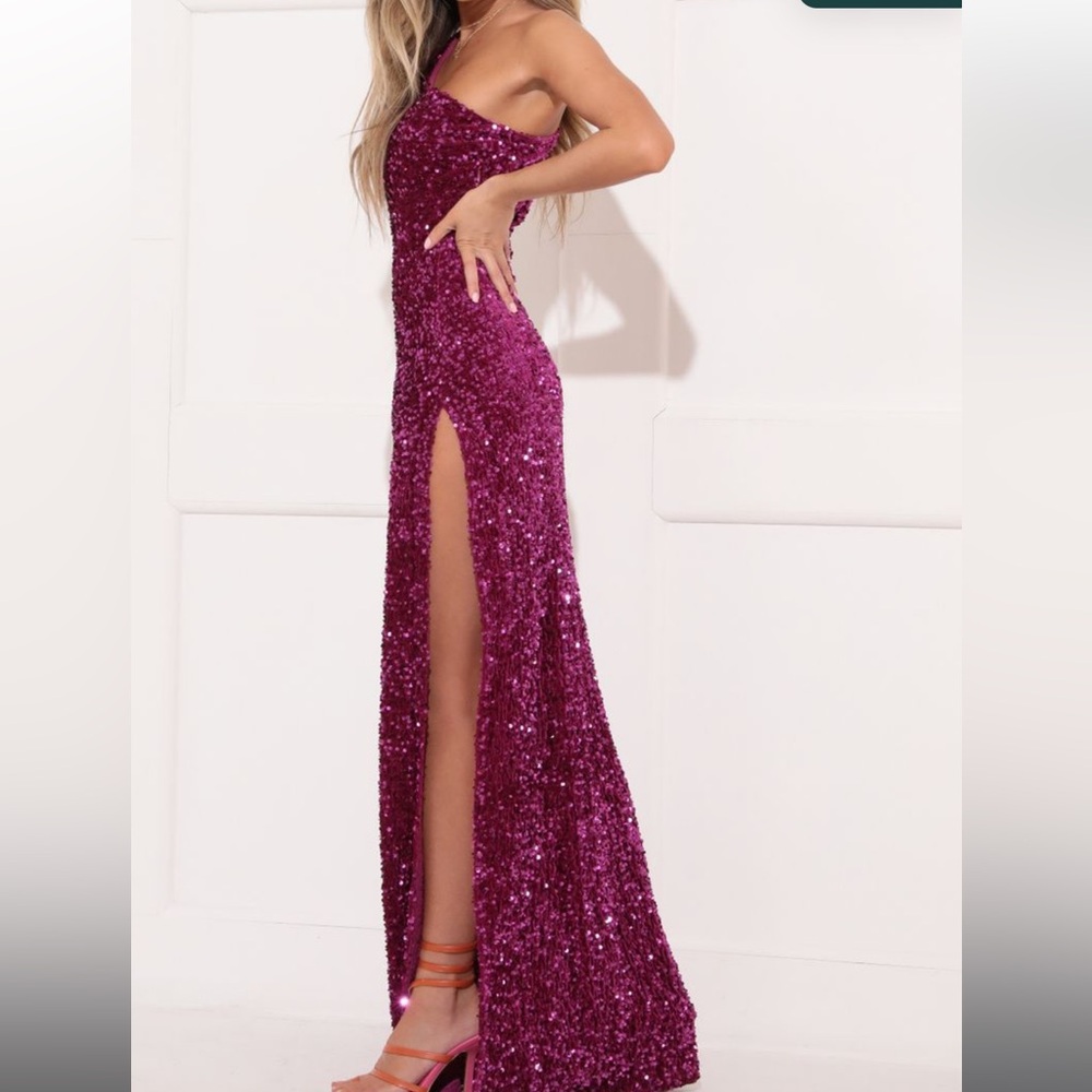 Lucy in the Sky one shoulder sequin maxi dress